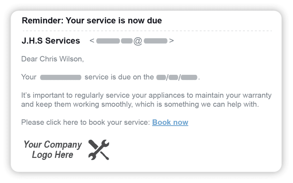 Service reminders email