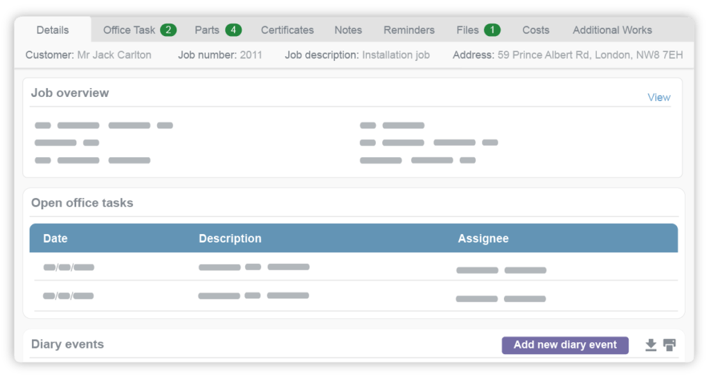 Work order and property overview