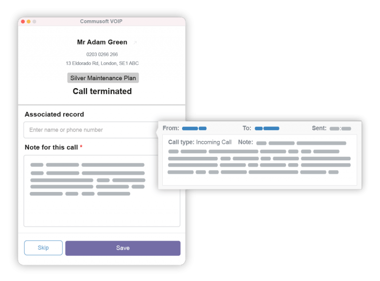 VOIP call notes