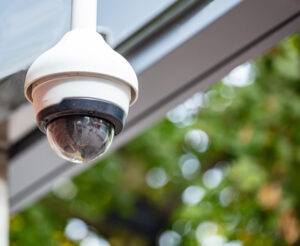 Surveillance CCTV Security Camera on the roof, closeup view