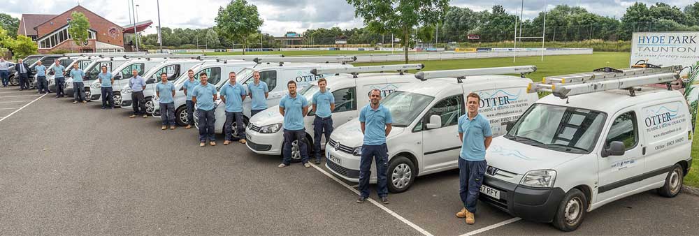 Line up of otter south west service vans after leaving a Field service software review