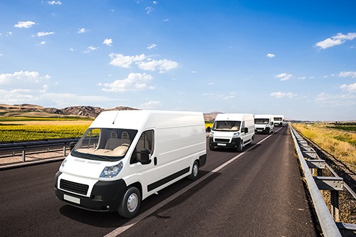 On the road overview van with a vehicle tracking system installed