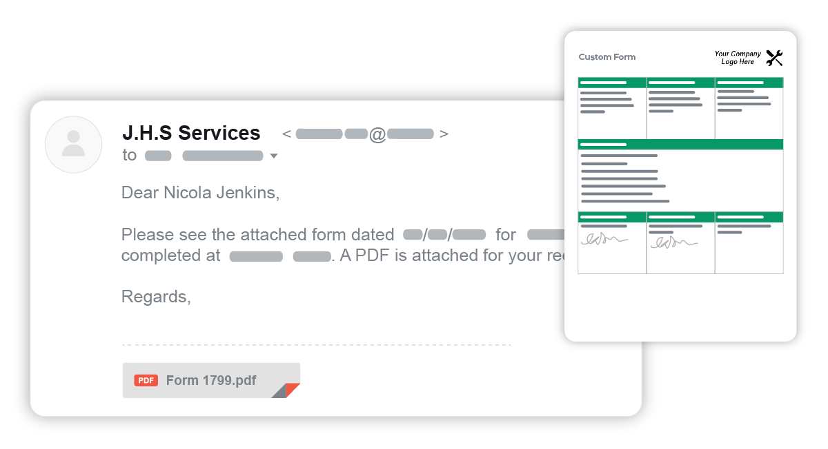 plumbing software with custom form email to customer