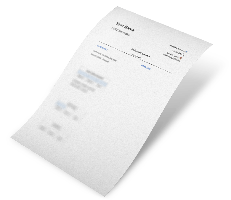 HVAC Technician Resume Template - Word