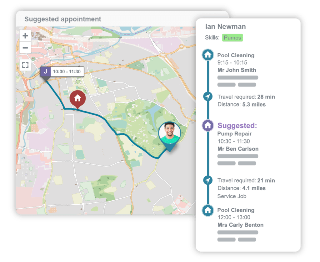 dynamic scheduling software with map