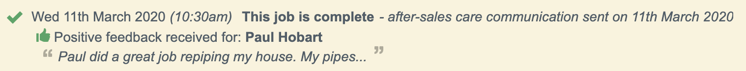 positive customer feedback