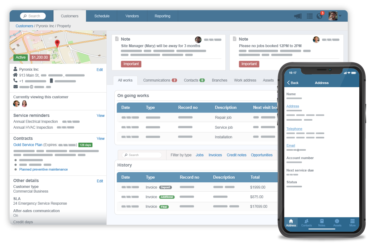 hvac Customer database software screenshot