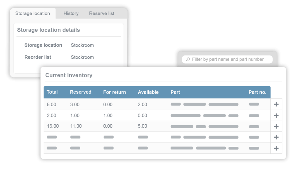 HVAC management software with inventory stock system