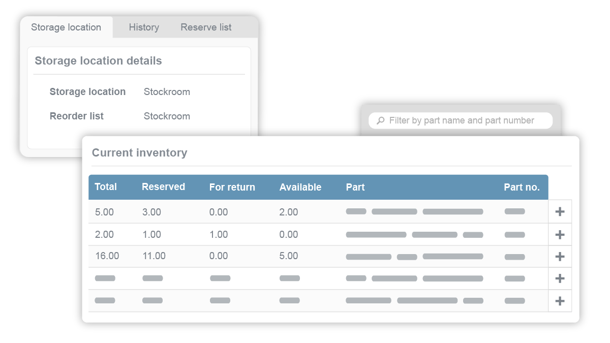 HVAC management software with inventory stock system