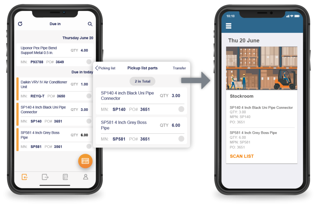 inventory management stockroom mobile app workflow