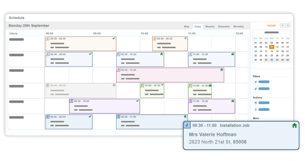 HVAC software calendar view