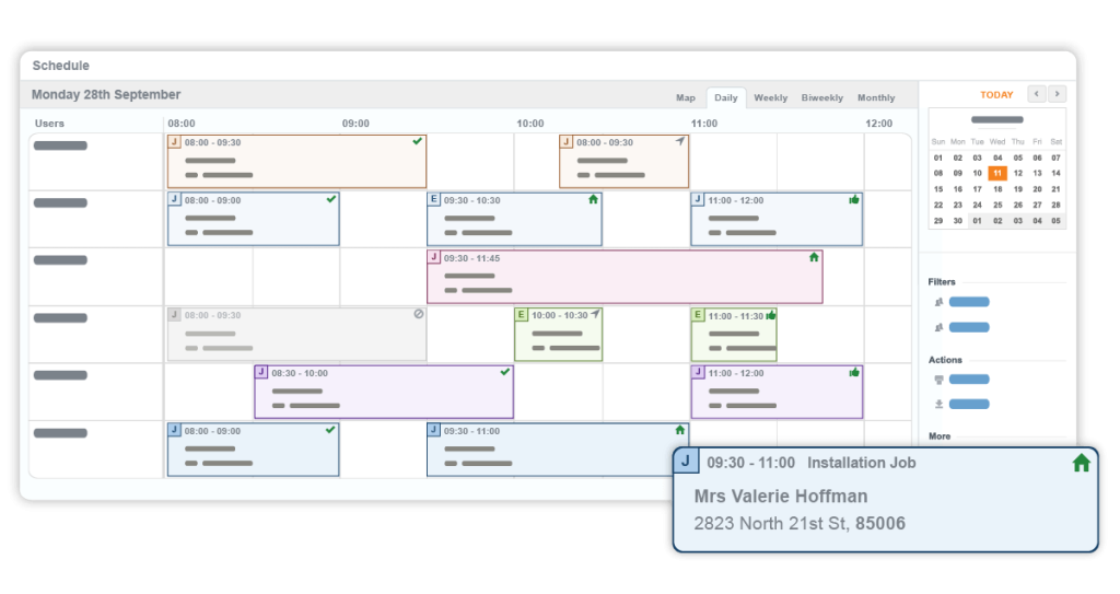 service scheduling software; calendar view