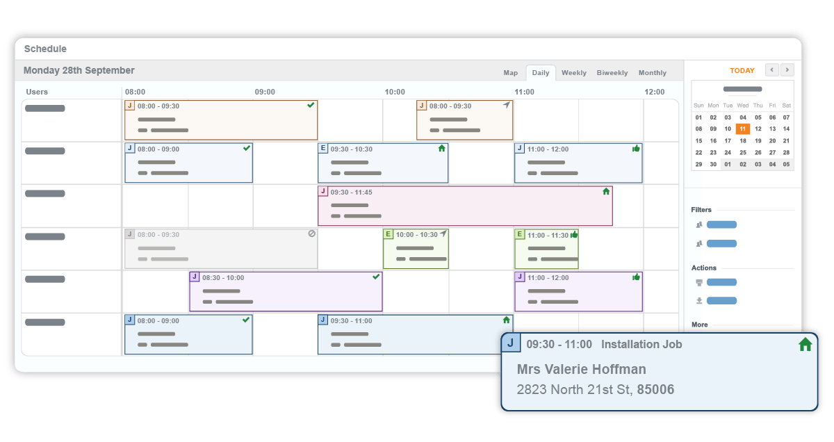 service scheduling software; calendar view