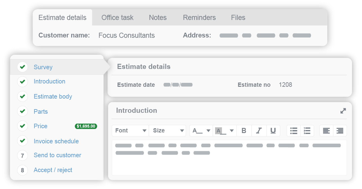 Plumbing service software with estimate builder