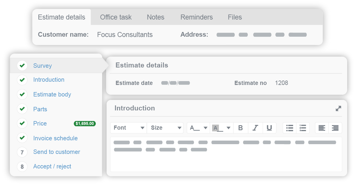 quoting software - building a quote