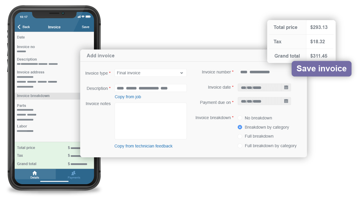 HVAC software with invoicing feature