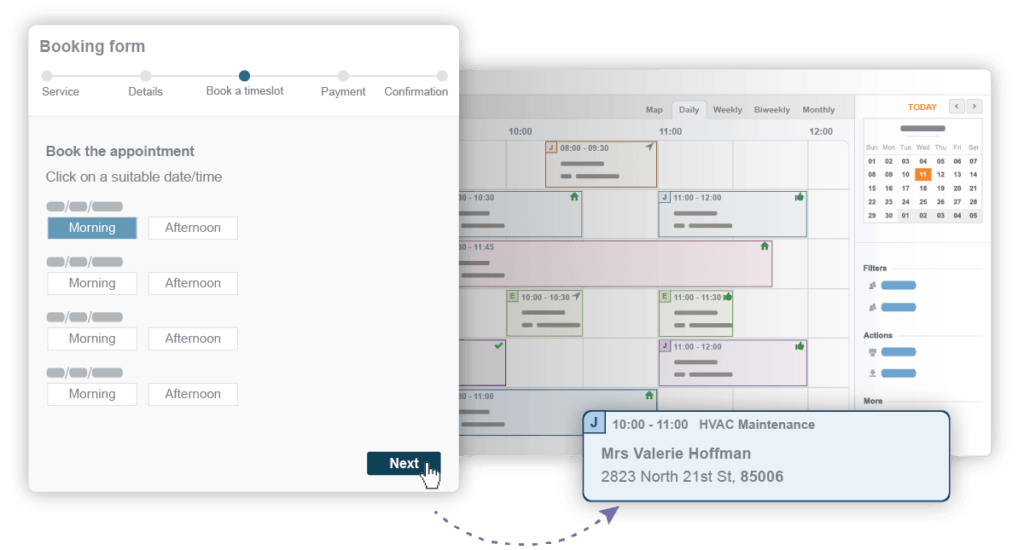 example of a self-service solution for appointment booking