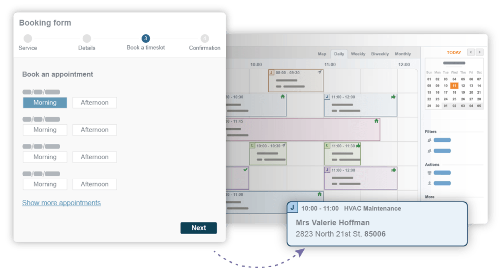 online booking software with team kanban calendar