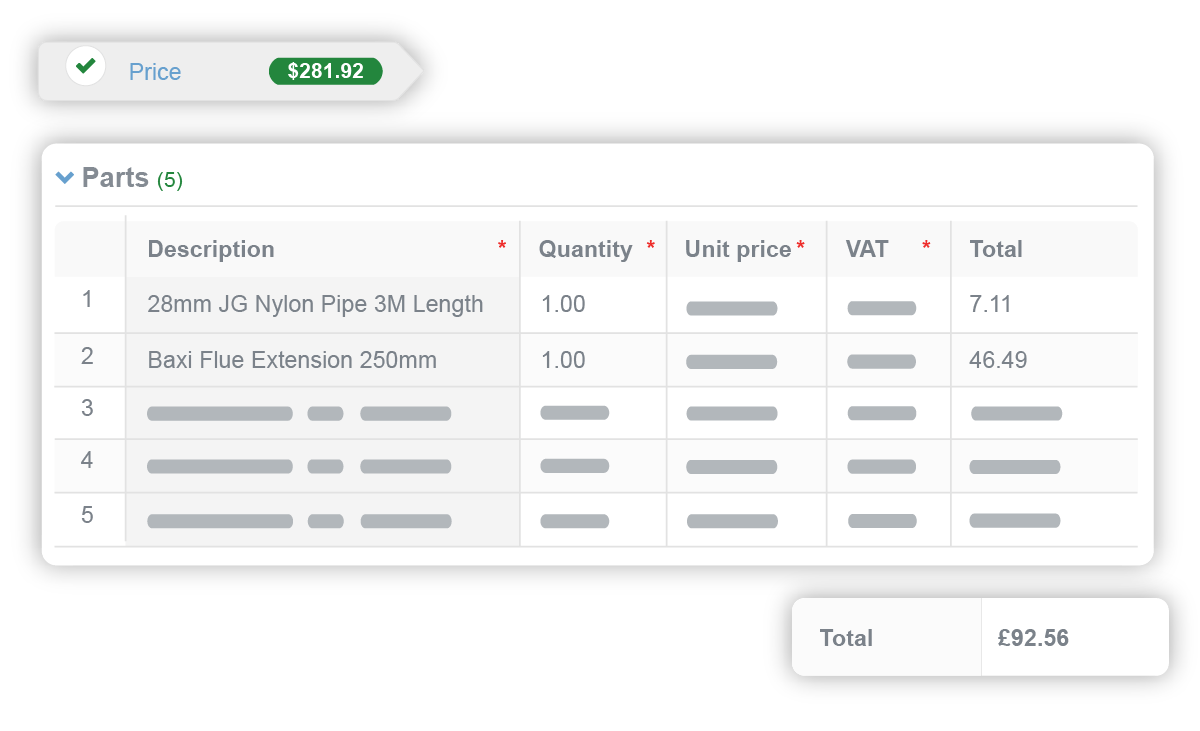 Add parts with quoting software