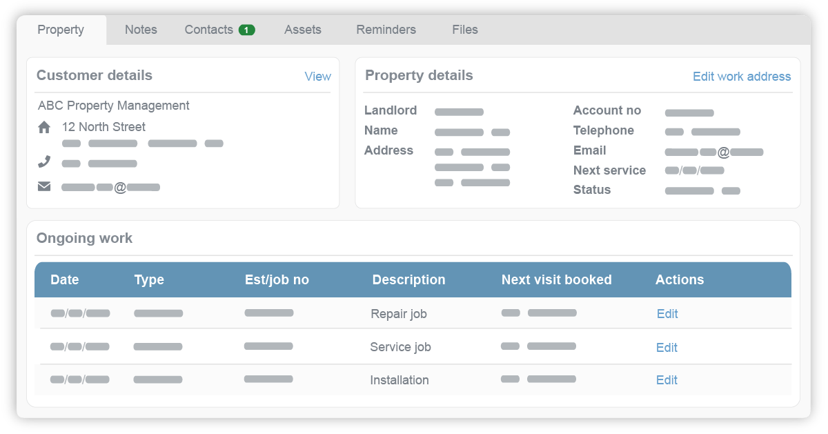 specific accounts with commusoft customer database