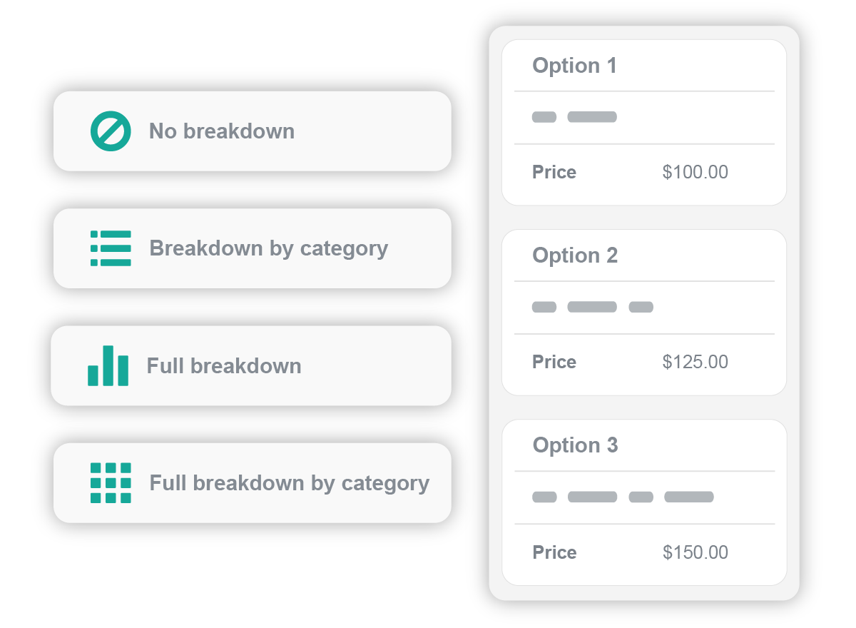 Quote breakdown options