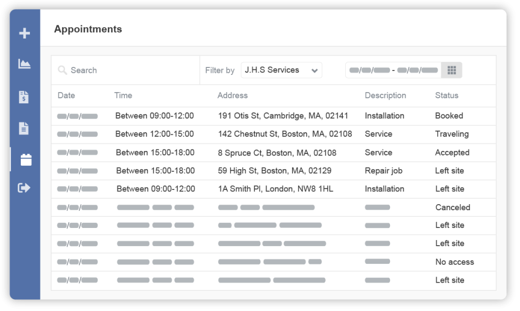 Track appointments on the customer portal