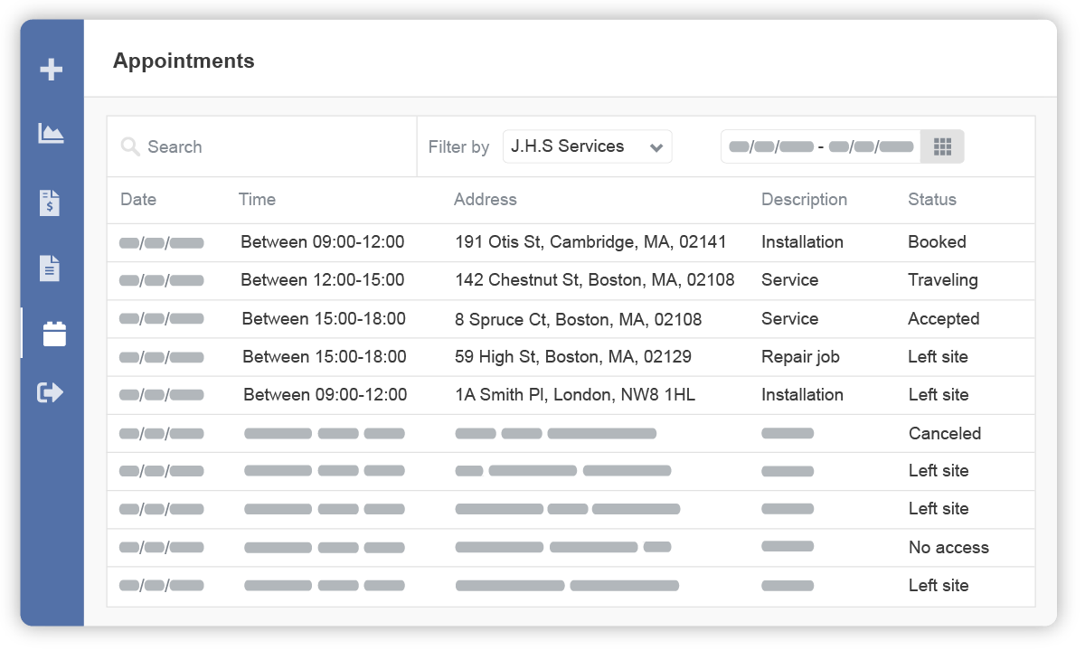 Track appointments on the customer portal