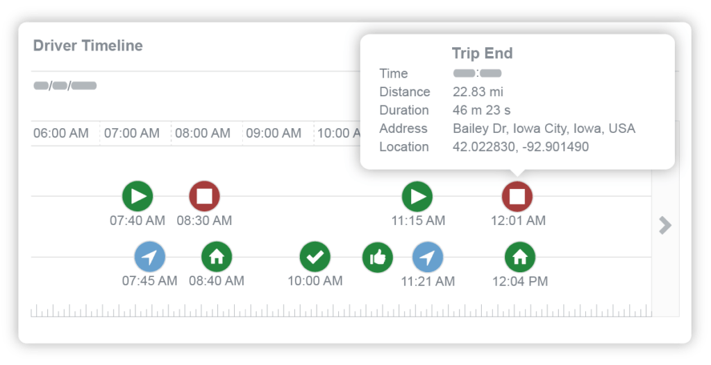 real-time vehicle tracking timeline