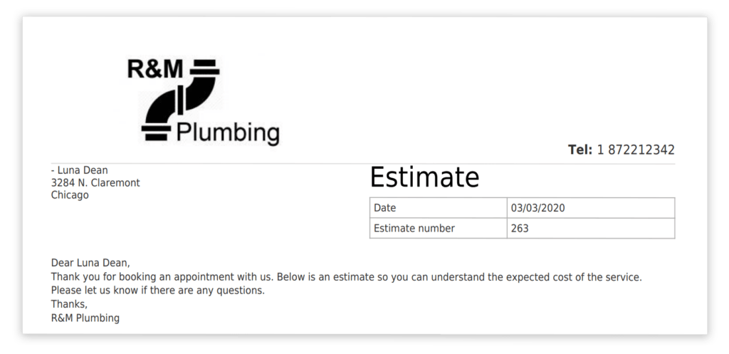 estimate template intro