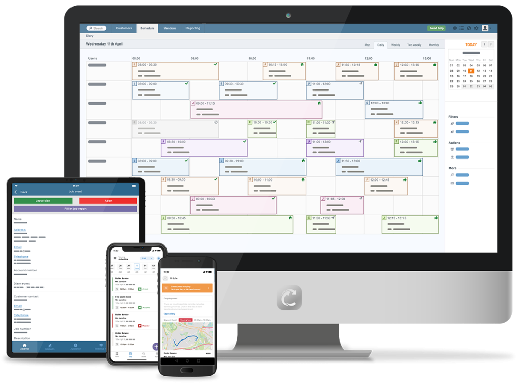 Commusoft devices, computer, tablet, apple, and android apps