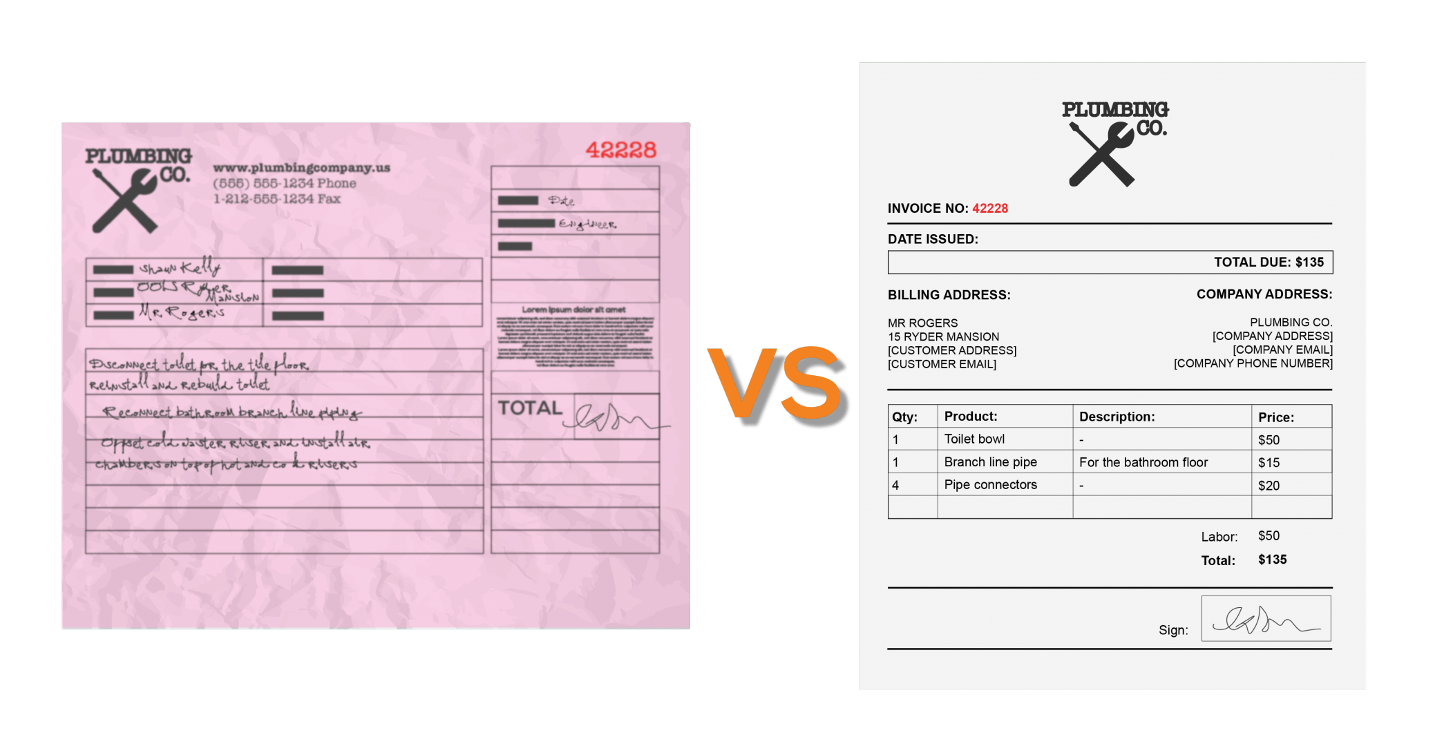 paperless vs electronic standard invoice template