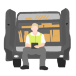 Technician with stock in van