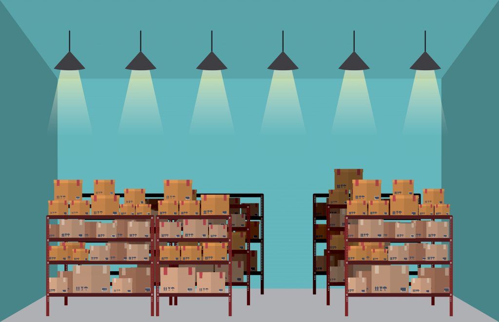 stockroom with barcode system