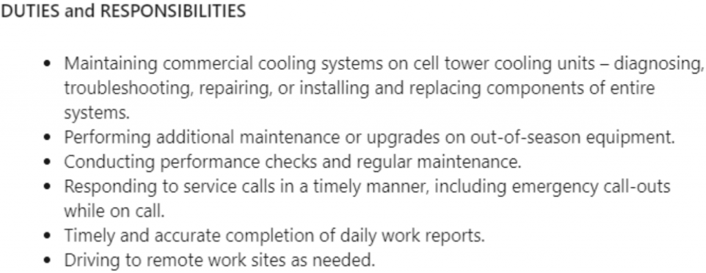 hvac job description