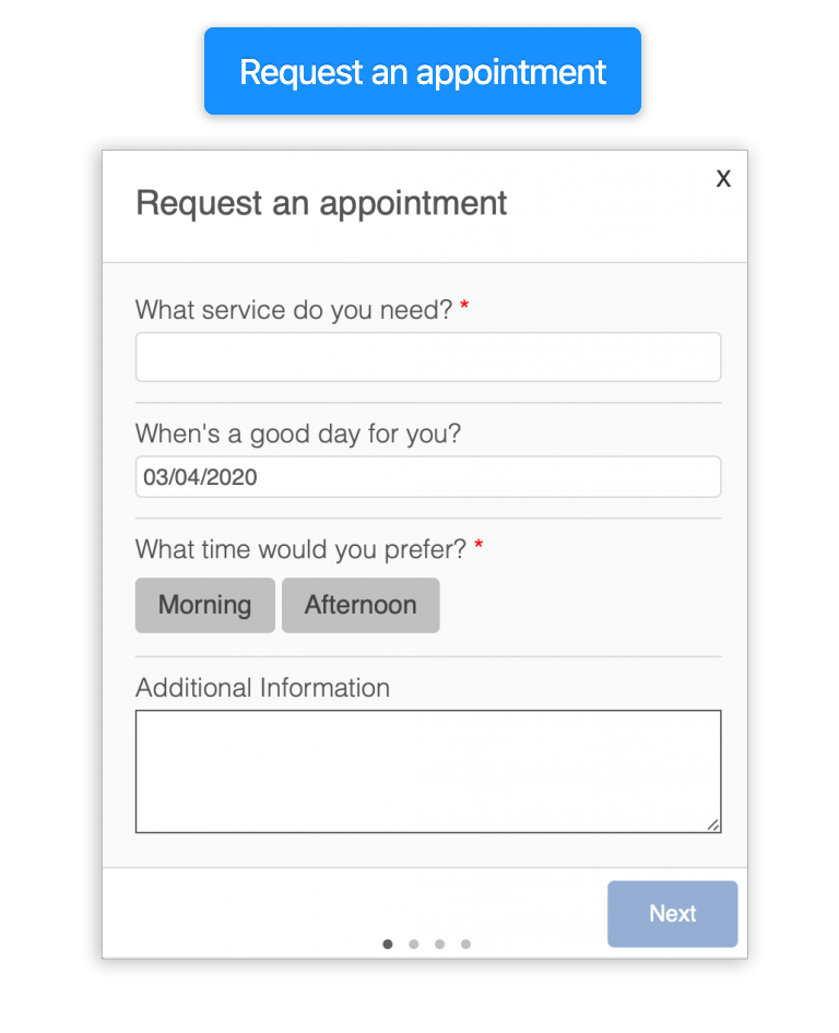 Online booking form