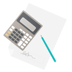 calculator with pencil and paper