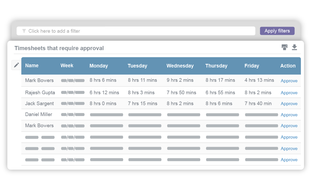 timesheets approval report