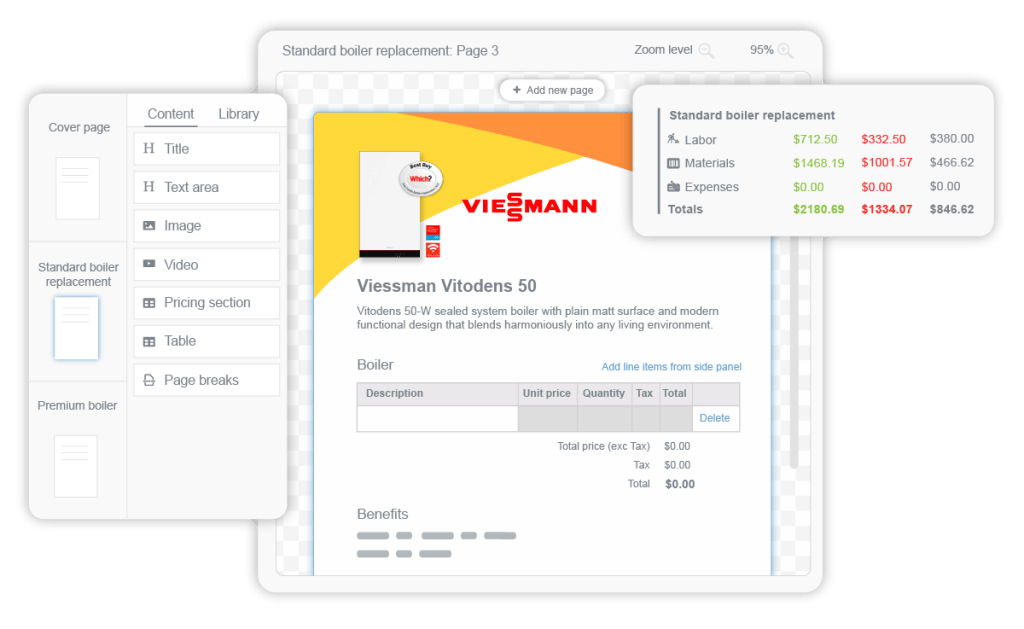 Building proposals in Commusoft Sales, a field service management system