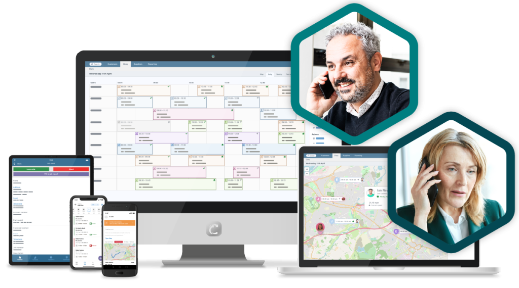 business owner ICP hero image with Commusoft platform