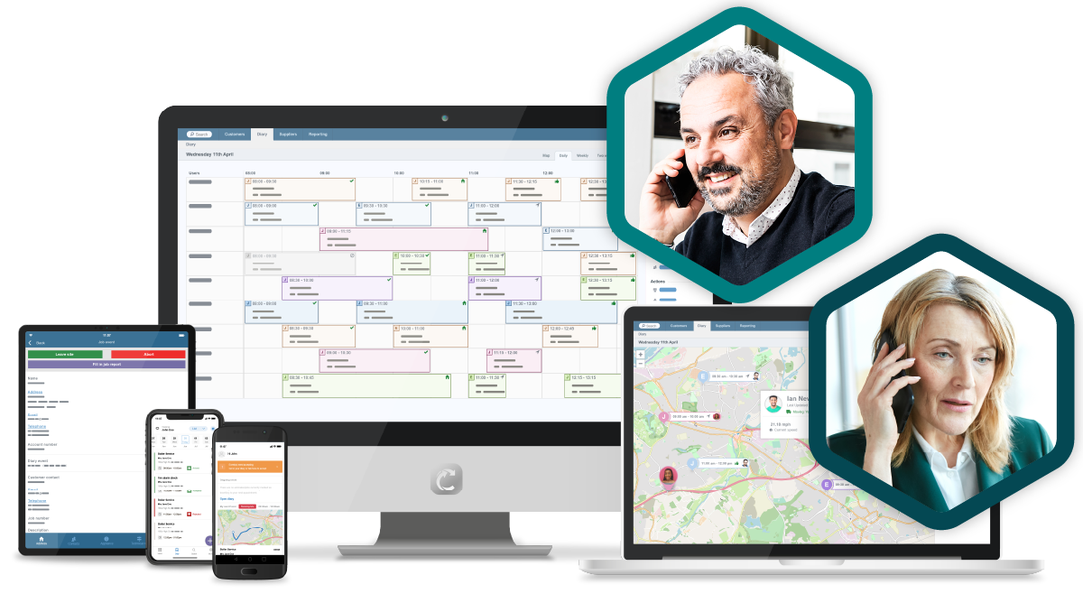 business owner ICP hero image with Commusoft platform