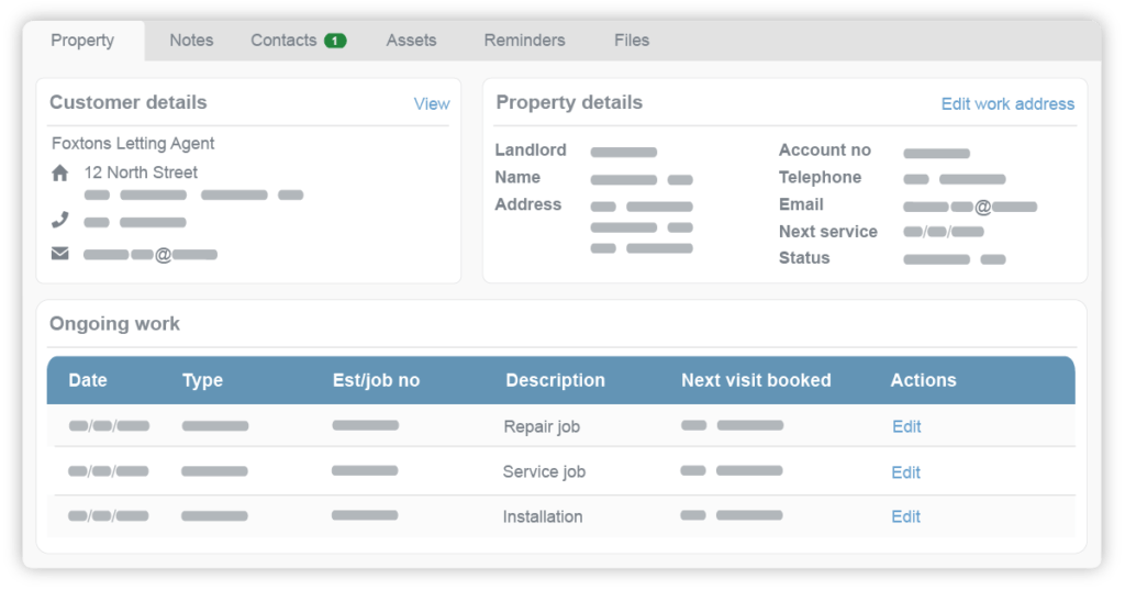 hvac business software customer details