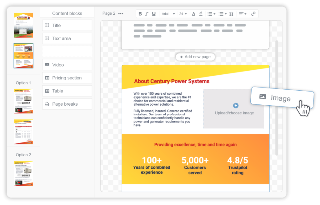 Drag and drop to easily build proposals