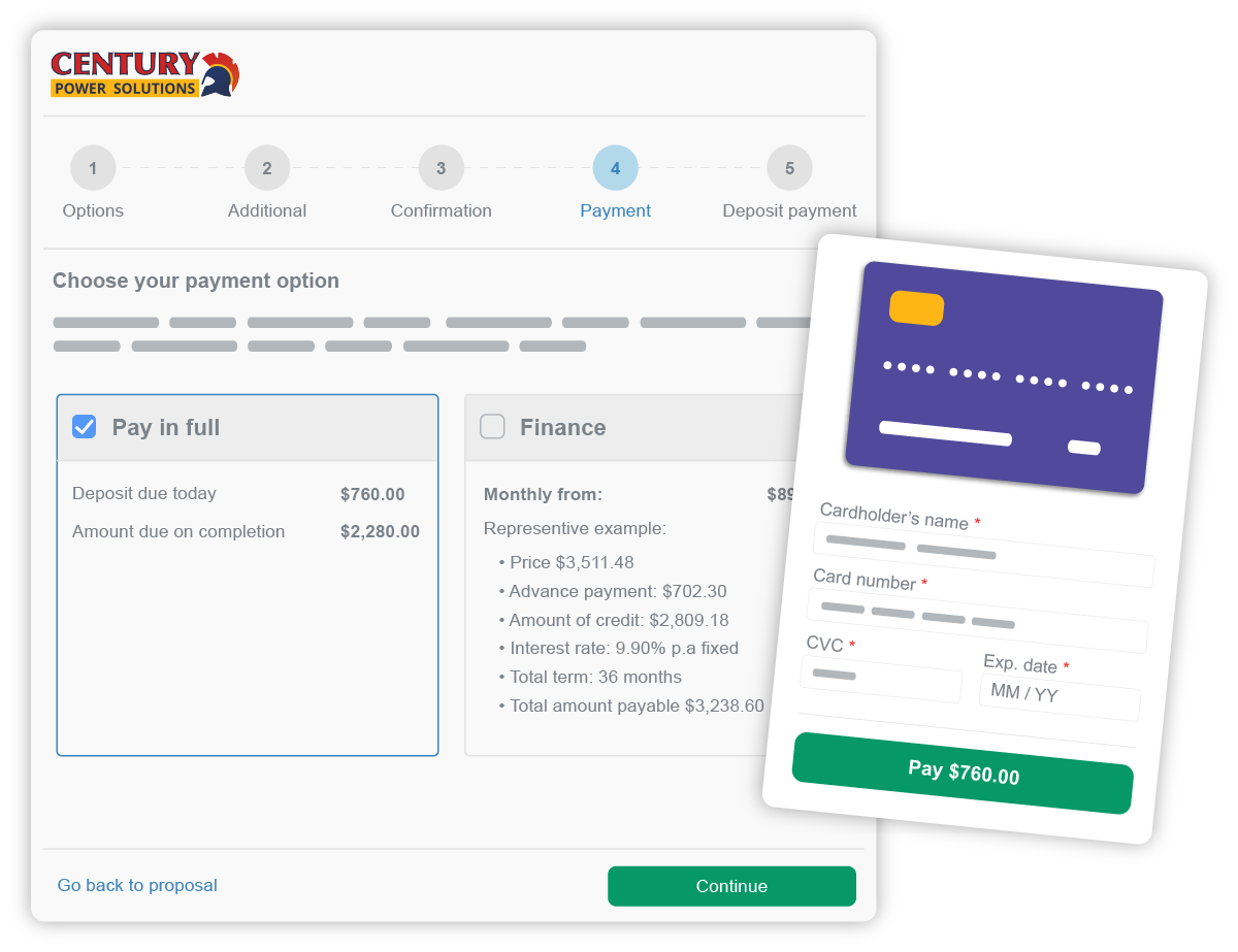 Allow customers to pay via the proposal portal