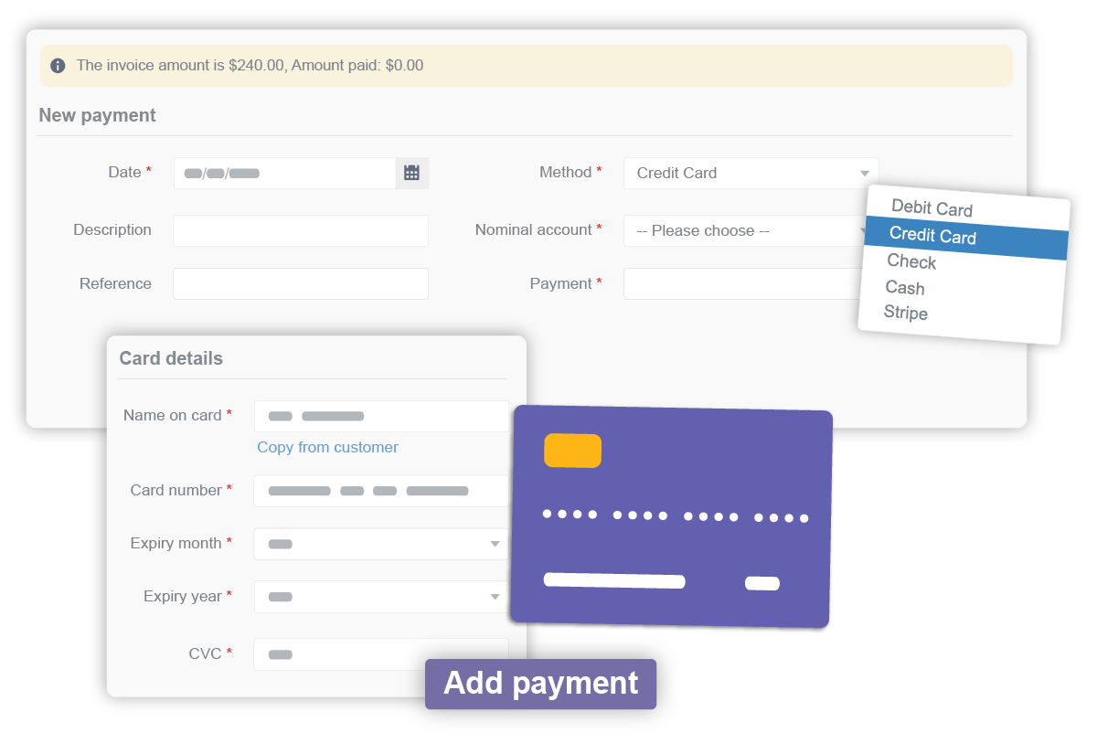 Easily manage payments from the office