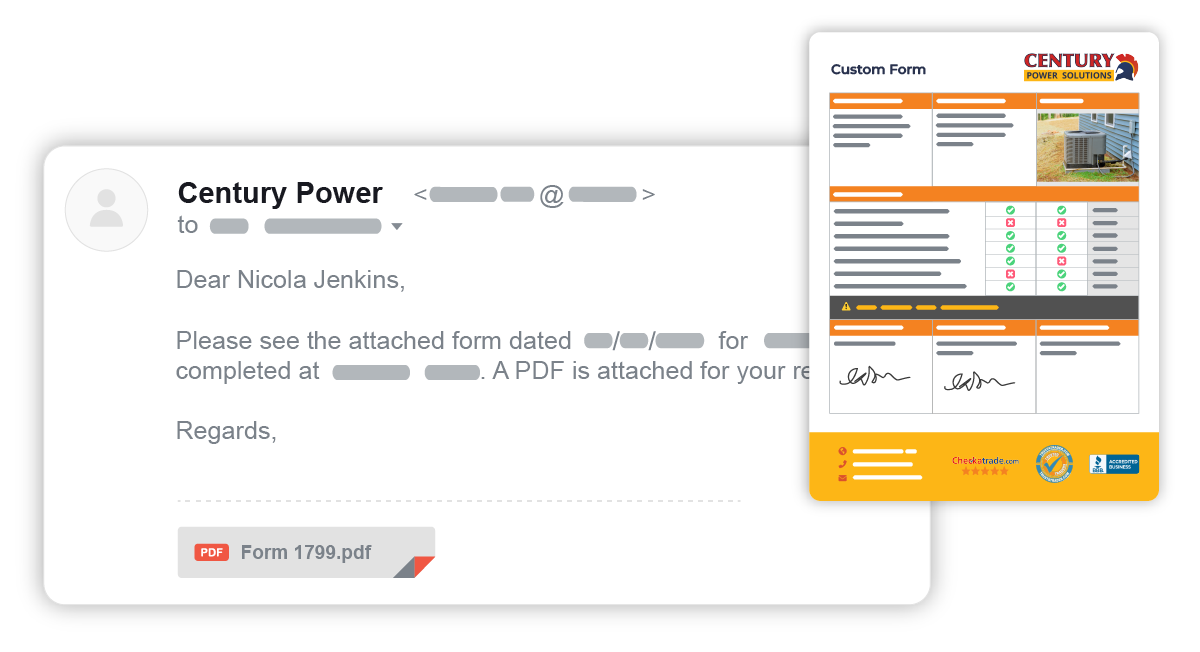 Email custom forms to customs with a click