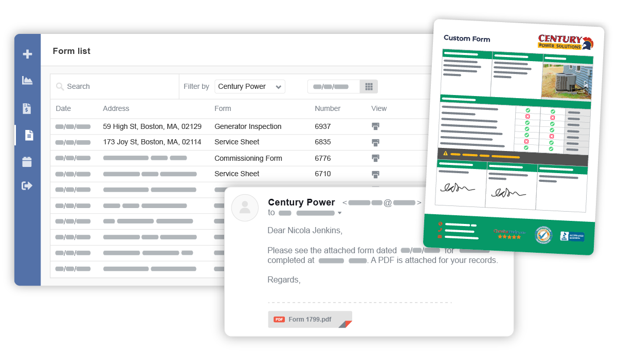 Sharing custom forms with customers