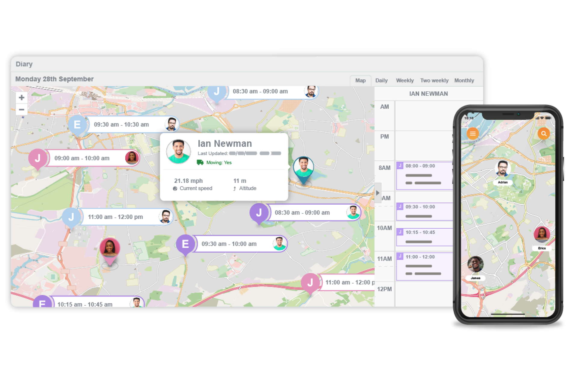 Vehicle tracking for web and mobile